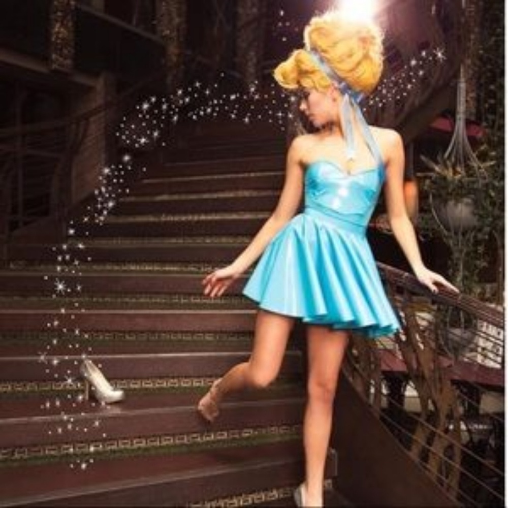 Black Milk Sky Blue PVC Bodysuit